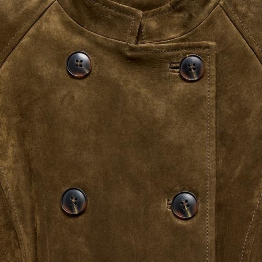 ZARA 100% SUEDE LEATHER FITTED JACKET - Picture 5 of 5